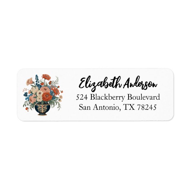 Étiquette Elegant Floral Personalized Return Address Label (Devant)