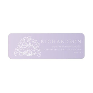Étiquette Élégant Floral violet minimaliste Mariage Étiquett
