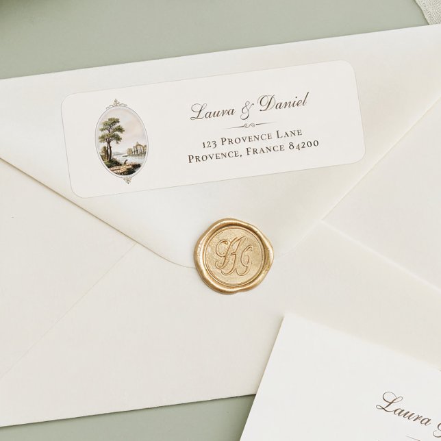 Étiquette Elegant French Chateau Wedding Return Address (Créateur téléchargé)