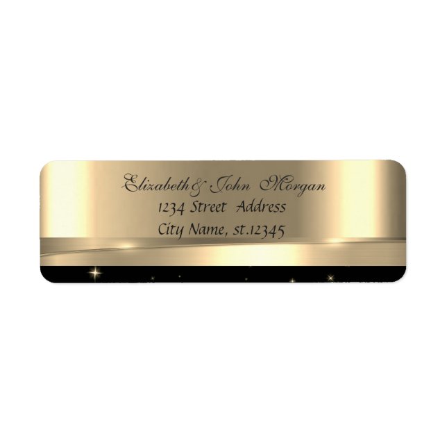 Étiquette Élégant Glamour élégant Or Noir brillant (Devant)