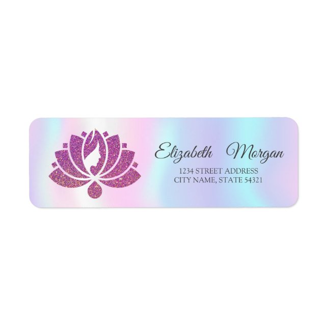 Étiquette Élégant glamour Lotus Girl Holographique (Devant)