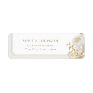 Étiquette Elegant Gold Botanical Floral Return Address