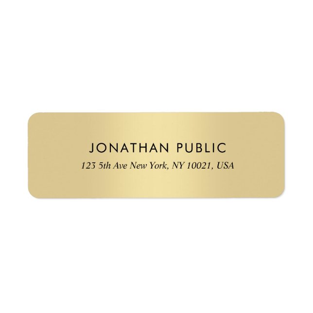 Étiquette Elegant Gold Create Your Own Return Address (Devant)