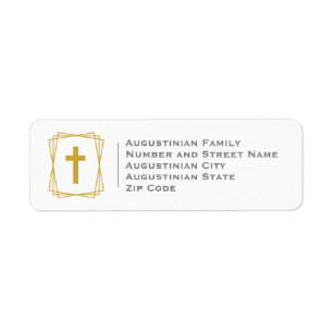 Étiquette Elegant Gold Cross Return Address
