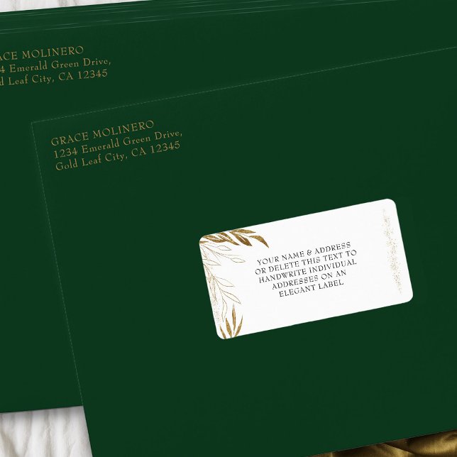 Étiquette Elegant Gold Leaf et Confetti Adresse encadrée (Address Label for RSVP envelopes from my Gold Leaf Quinceanera Collection)