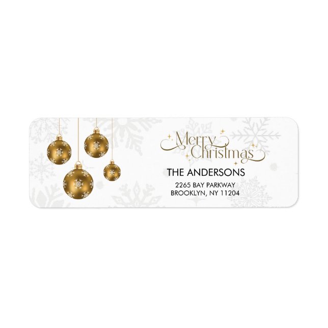Étiquette Elegant Gold Ornament Christmas Return Address  (Devant)