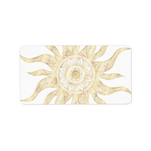 Étiquette Elégant Gold Sun Mandala Design