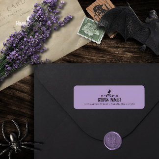 Étiquette Elegant Gothic Raven Lavender Address Label