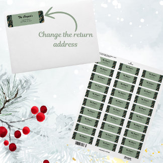 Étiquette Elegant Green Botanical Return Adresse