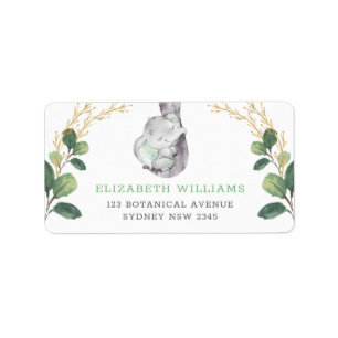 Étiquette Élégant Green Elephant Return Adresse Label