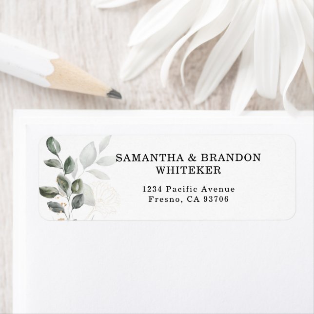 Étiquette Elegant Greenery Return Address Label (En situation)