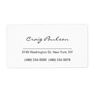 Étiquette Elegant Handwriting Black & White Business Card