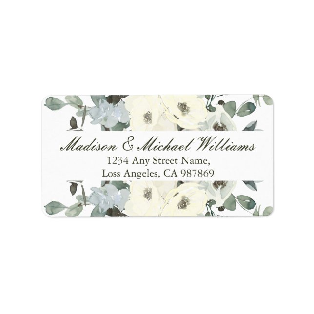 Étiquette Élégant ivoire floral Sage vert retour Adresse