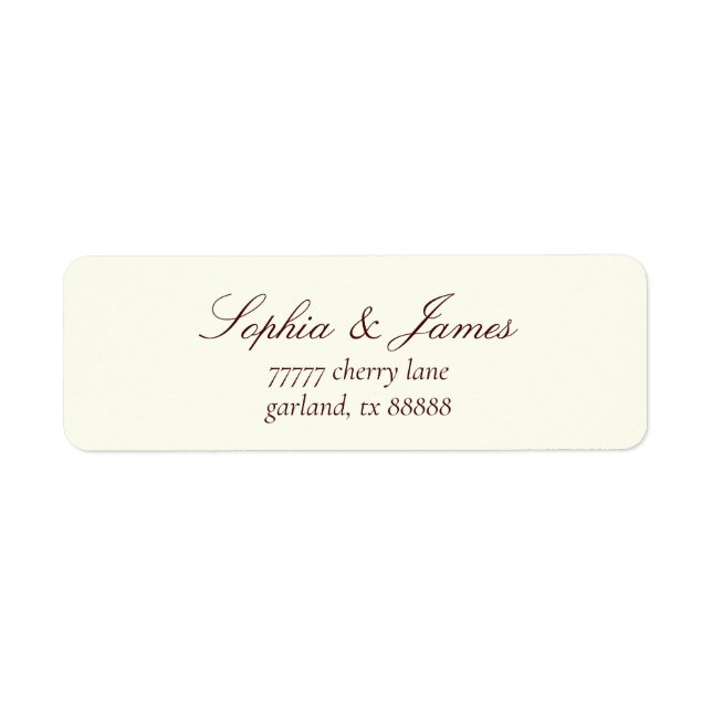 Étiquette Elegant Ivory Burgundy Wedding Return Address (Devant)