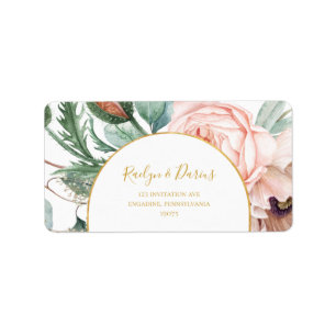 Étiquette Elégant Jardin Floral Blush   Mariage RSVP Adresse