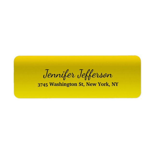 Étiquette Élégant Jaune moderne écriture manuscrite Plain (Devant)