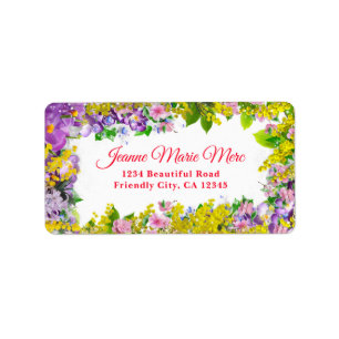 Étiquette Élégant jaune violet rose Fleurs