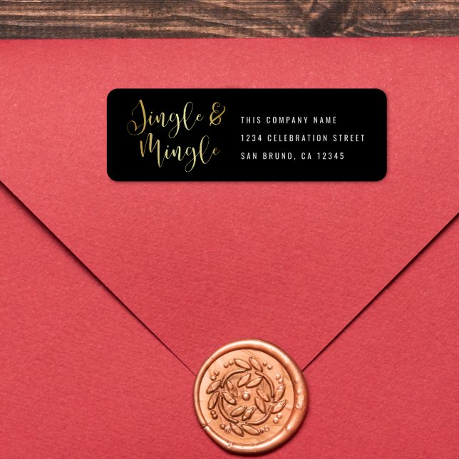 Étiquette Élégant Jingle & Mingle Party d'entreprise (The Return Address Label Mock-up)