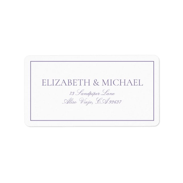Étiquette Élégant Lavande Lilac Classic Script Retour (Devant)