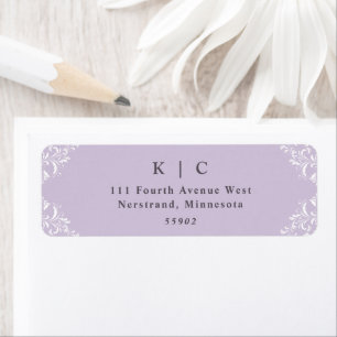 Étiquette Elegant Lavender Lilac Mariage Adresse de retour