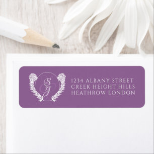 Étiquette Élégant Lavender Monogram Mariage