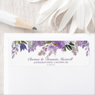 Étiquette Elegant Lavender Purple Floral Return Address