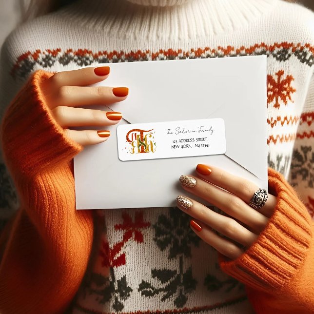 Étiquette Elegant Manuscript Thanks Autumn Fall Foliage (Créateur téléchargé)