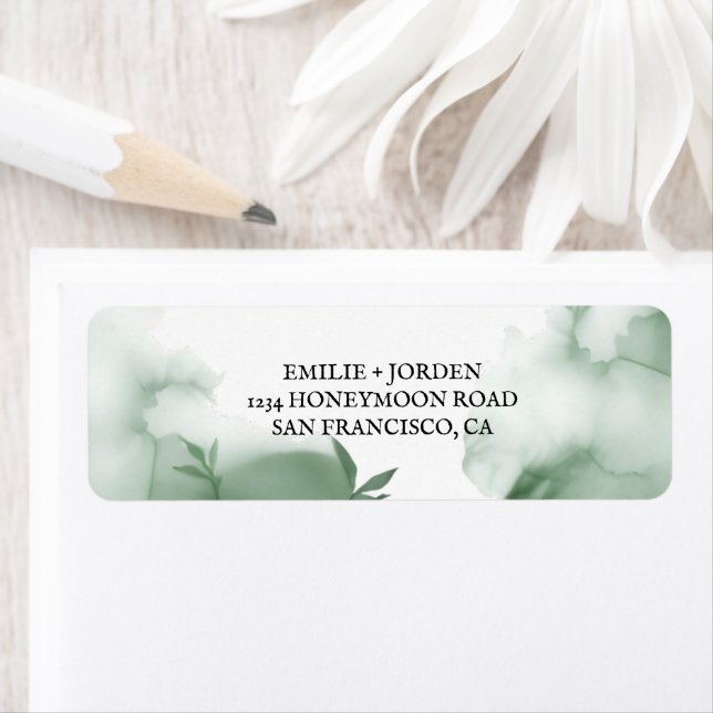 Étiquette Élégant mariage aquarelle de verdure d'eucalyptus (En situation)