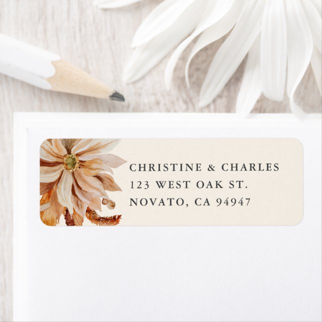 Étiquette Elégant Mariage d'aquarelle d'automne Adresse de r (En situation)