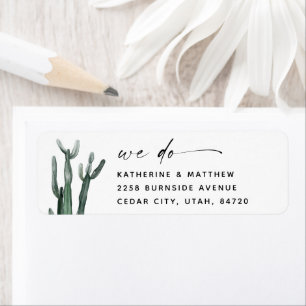 Étiquette Elégant Mariage de cactus aquarelle   Script moder
