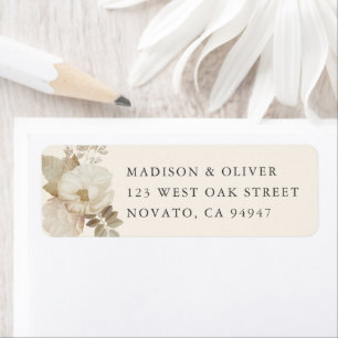 Étiquette Élégant Mariage de crème florale Terre Adresse de