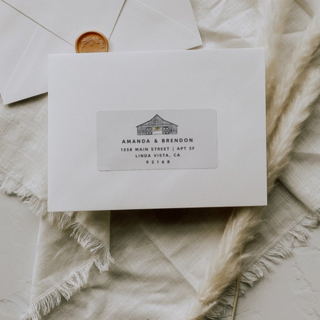 Étiquette Élégant mariage de la grange RSVP Adresse de retou (Créateur téléchargé)