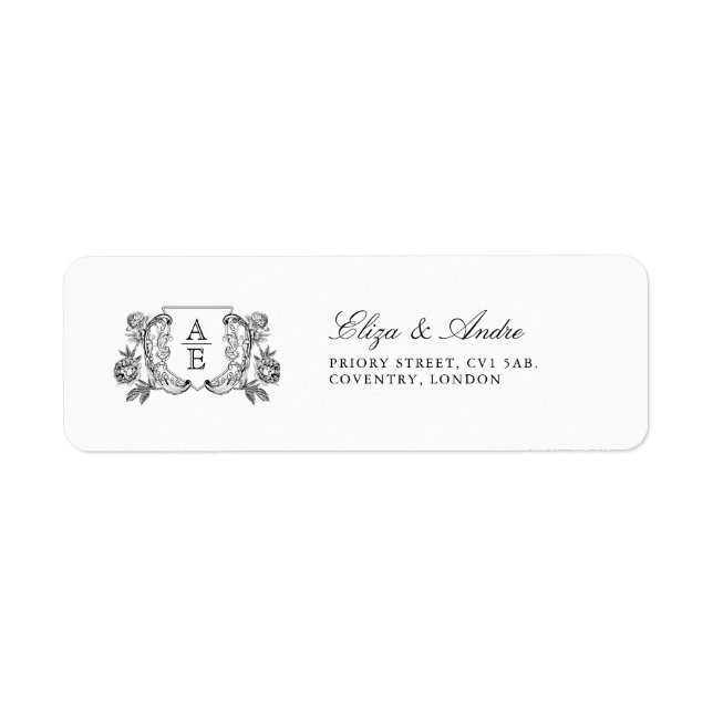 Étiquette Élégant Mariage de poitrine de feuille de monogram (Devant)