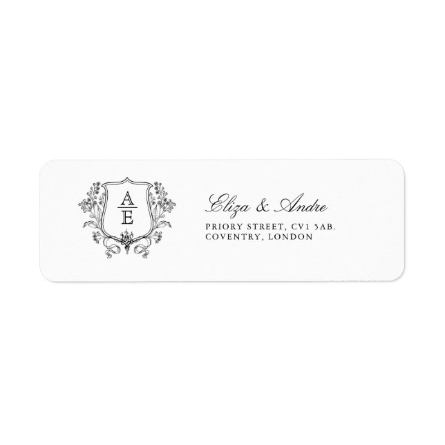 Étiquette Élégant Mariage de poitrine de feuille de monogram (Devant)