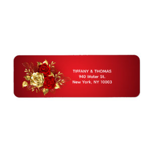 Étiquette Élégant Mariage de thème rouge et or Adresse de re