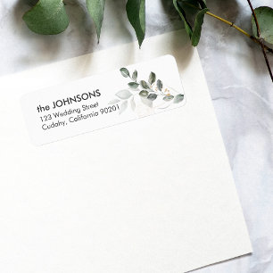 Étiquette Élégant Mariage de verdure Adresse de retour Label