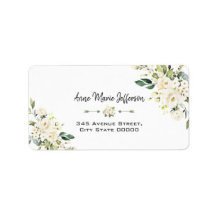 Étiquette Élégant Mariage floral à la crème blanche délicate