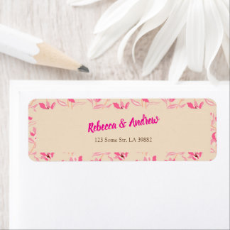 Étiquette Élégant Mariage Floral Beige et Rose Pâle