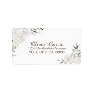 Étiquette Élégant Mariage Floral Blanc Adresse de retour