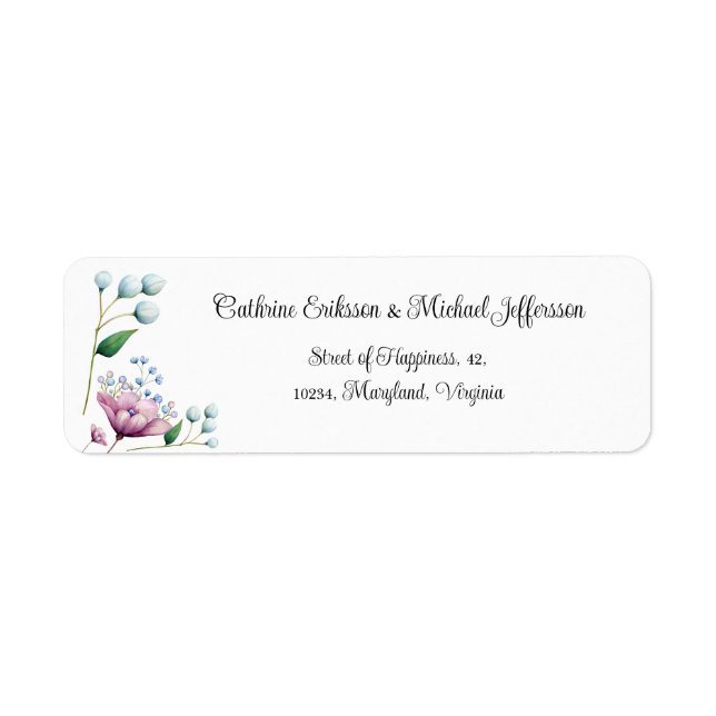 Étiquette Élégant Mariage Floral Soft Botanical Romance (Devant)
