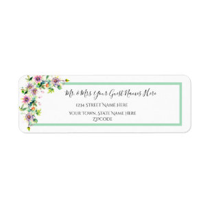 Étiquette Elégant Mariage Floral Watercolor Adresse de retou