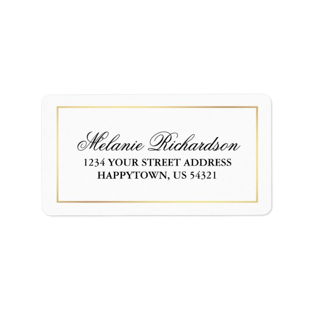 Étiquette Élégant Mariage moderne Black White Gold (Devant)