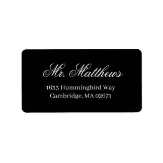 Étiquette Élégant Mariage noir classique Adresse de retour