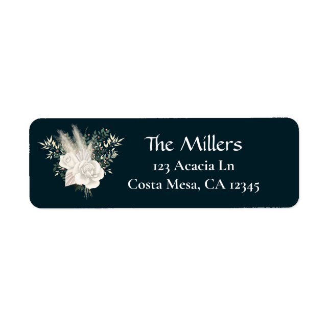 Étiquette Élégant mariage Roses blanches Adresse de retour É (Devant)