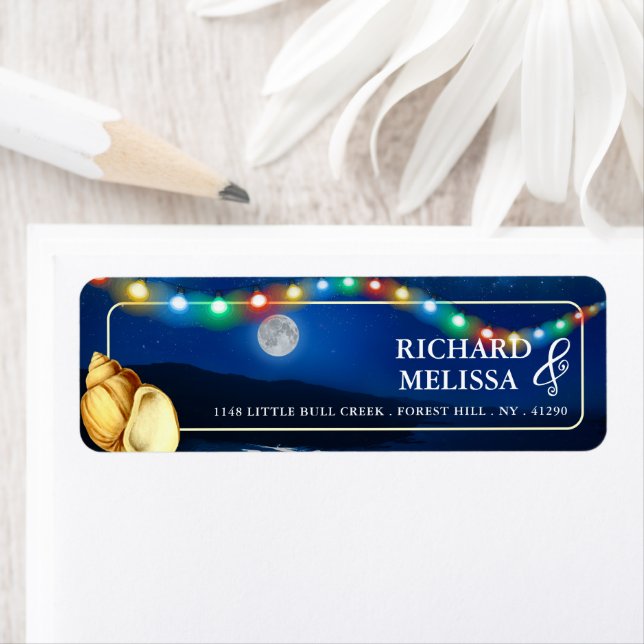 Étiquette Elégant mariage sur la plage au clair de lune (En situation)