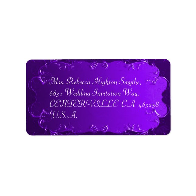 Étiquette Élégant Mariage violet (Devant)