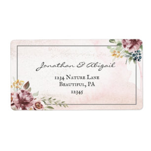 Étiquette Elegant Mauve Blush Pink Floral Watercolor Wedding