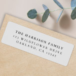 Étiquette Élégant Minimal Classic Dove Grey Adresse de retou<br><div class="desc">Une étiquette d'adresse de retour minimaliste avec typographie classique en noir sur un arrière - plan gris colombe simple et épuré. Le texte peut être facilement customisé pour une touche personnelle. Un design simple,  minimaliste et contemporain pour se démarquer de la foule !</div>