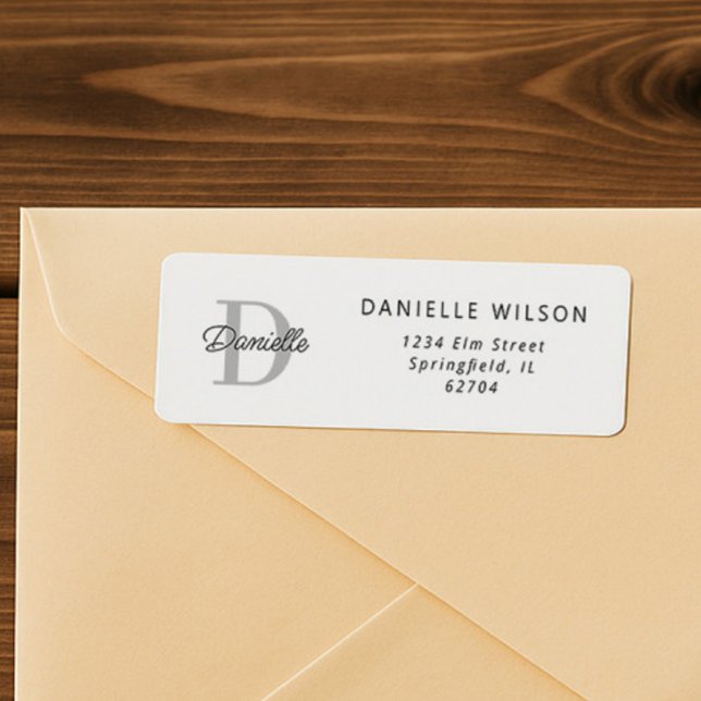 Étiquette Élégant minimal Nom personnalisé Monogramme Simple (Créateur téléchargé)