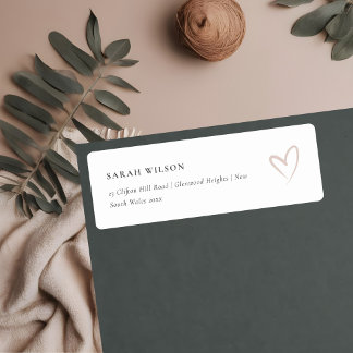 Étiquette Élégant Minimal Simple Blush Pink Heart Adresse